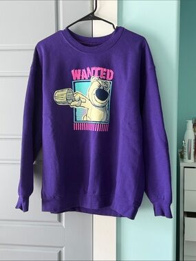 Purple Toy Story “Wanted” Lotso Bear Graphic Sweatshirt